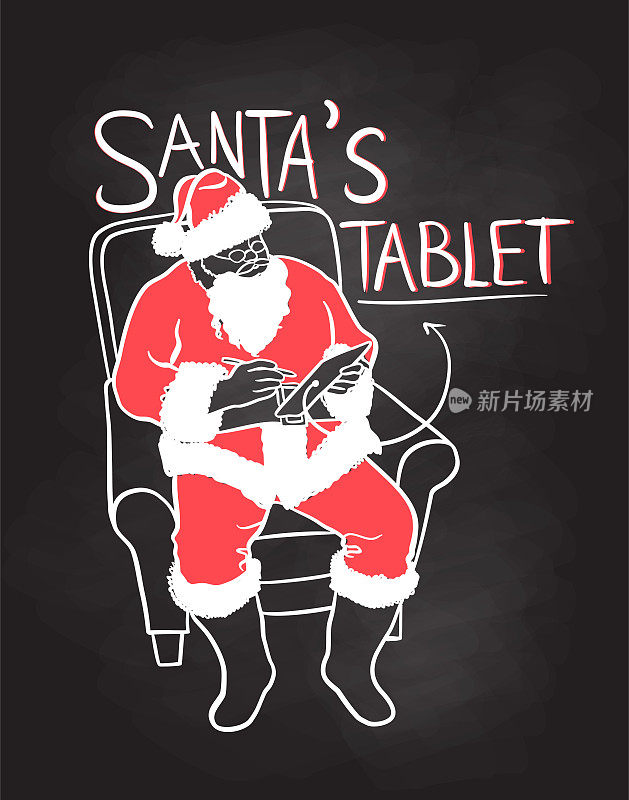 Santa Claus Going Digital Chalkboard Coloured